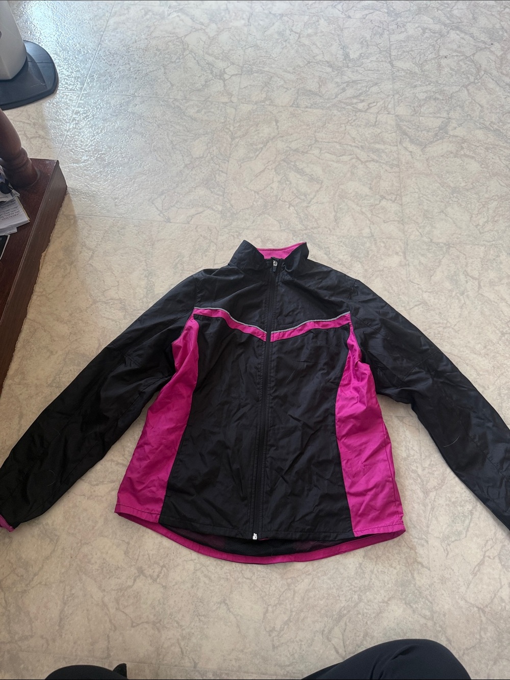 Danskin Now Black and Magenta Zip-Front Utility Jacket